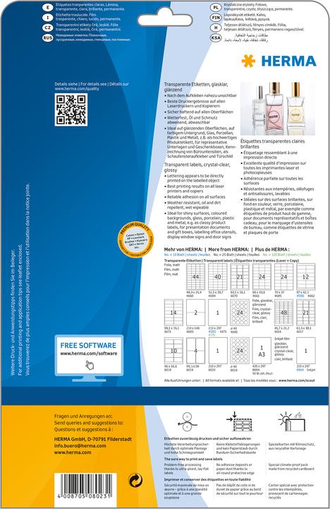 Actual product image Herma Transparent labels A4