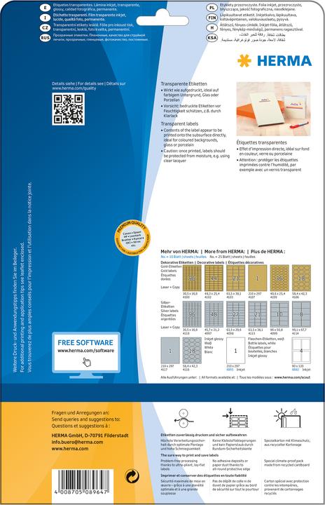 Produktbild Herma Transparente Inkjet Etiketten A4