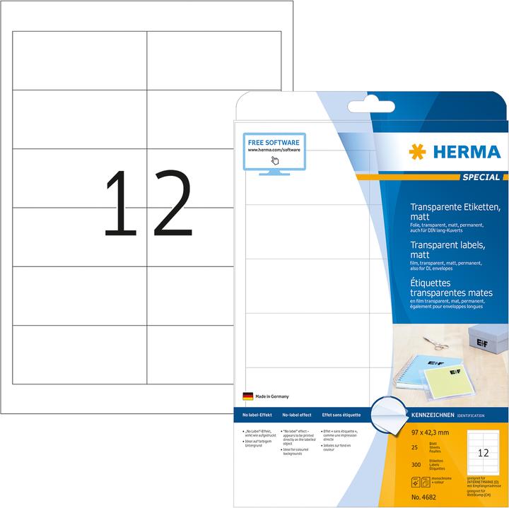 Actual product image HERMA Transparent labels A4