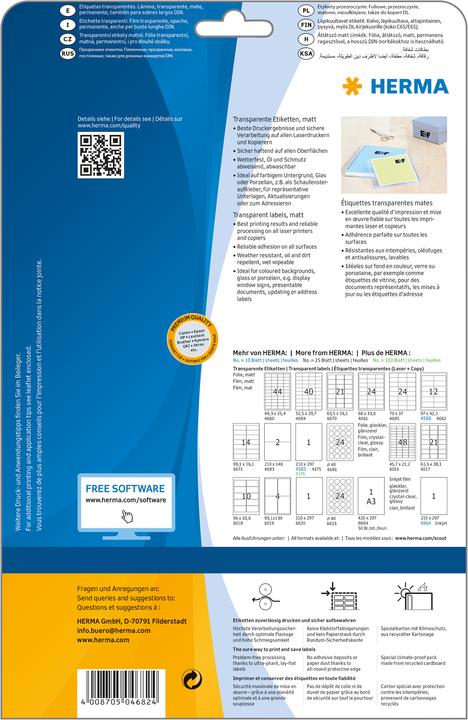 Actual product image HERMA Transparent labels A4
