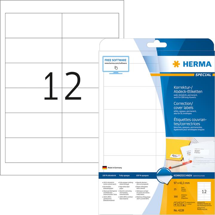 Actual product image HERMA A4 correction and cover labels