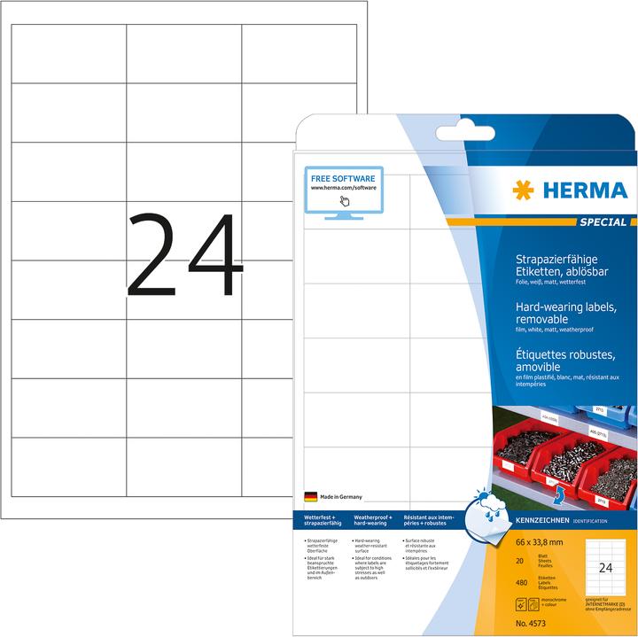Actual product image HERMA Weatherproof labels A4 removable