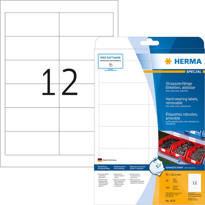 Actual product image HERMA Weatherproof labels A4 removable
