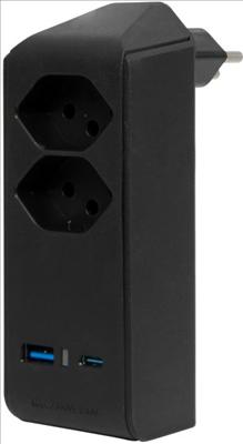 Produktbild Brennenstuhl cleverLINE Abzweigstecker 2-fach schwarz mit 1x USB Typ-A und 1x USB Typ-C PD Anschluss (max. 18W (Typ 13, 2 x)