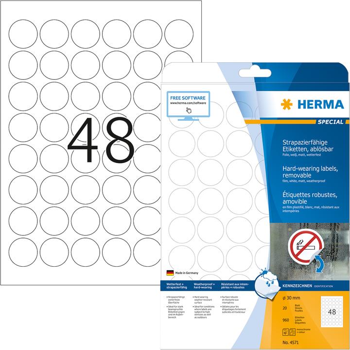 Actual product image HERMA Weatherproof labels A4 removable
