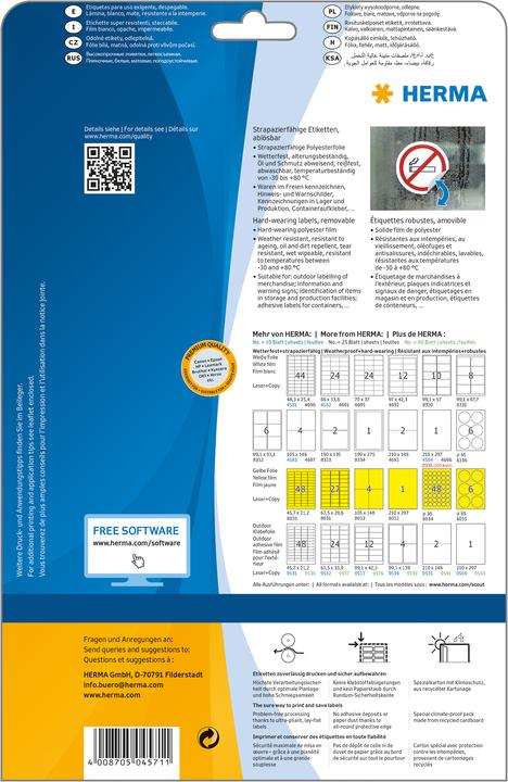 Actual product image HERMA Weatherproof labels A4 removable