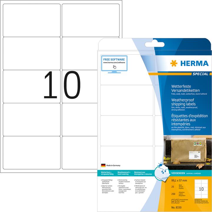 Actual product image HERMA Weatherproof shipping labels A4