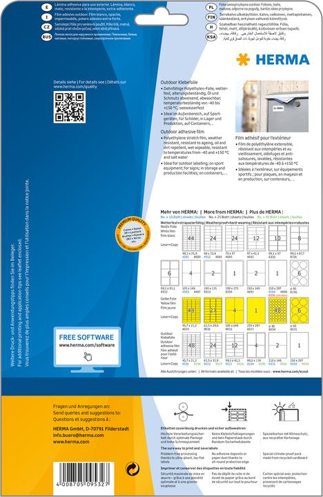 Actual product image Herma Weatherproof address labels A4