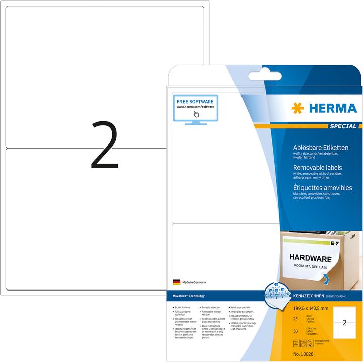 Image du produit HERMA Étiquettes détachables A4