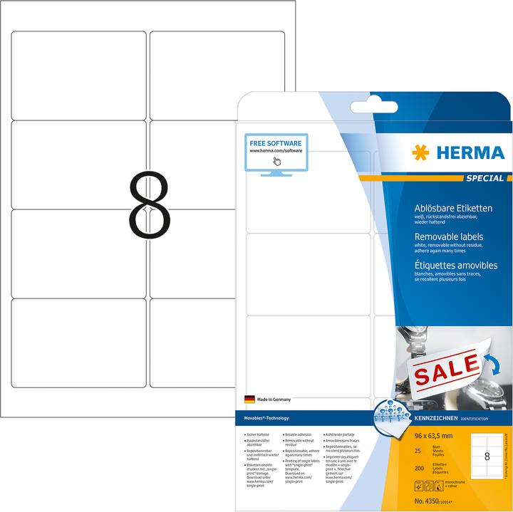 Produktbild HERMA Ablösbare Etiketten A4