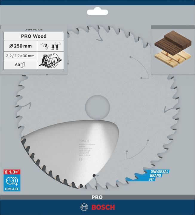Actual product image Bosch Professional Zubehör PRO Wood circular saw blade, 250 x 3.2 x 30 mm
