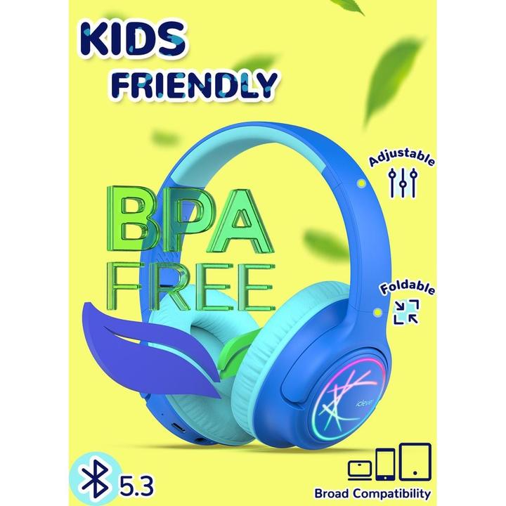 Iclever Headphone Kids BT & Cable LED