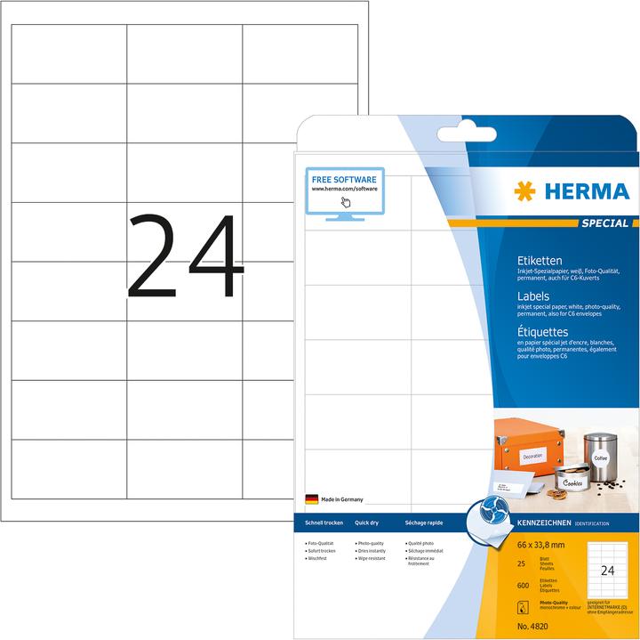 Produktbild HERMA Inkjet Etiketten A4