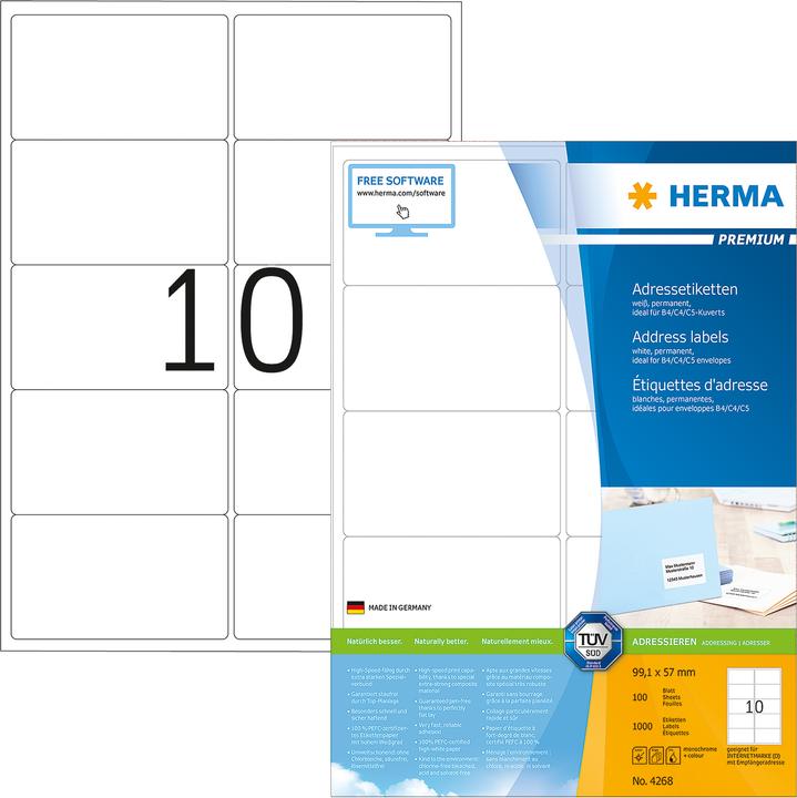 Image du produit HERMA Étiquettes d'adresse A4