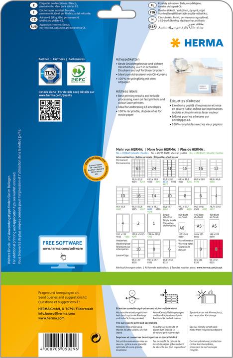 Actual product image HERMA Address labels A4