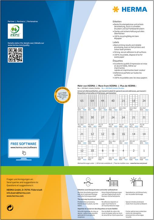Actual product image Herma Universal labels A4