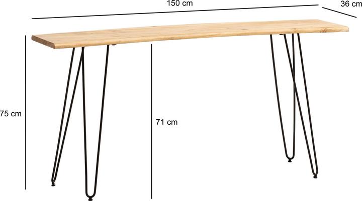 Produktbild FineBuy Konsolentisch Anrichte 150 cm Ablagetisch Massivholz Baumkante Modern (150 x 75 x 35 cm)