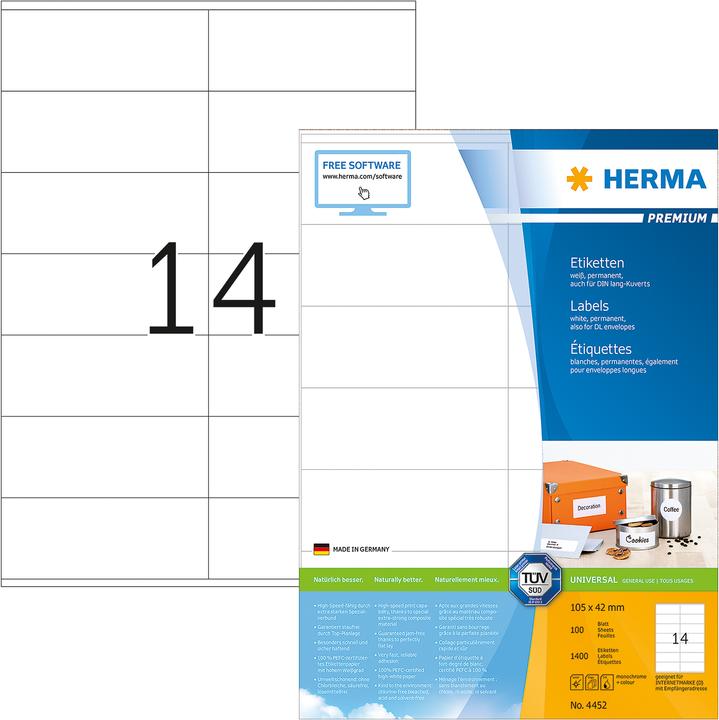 Produktbild HERMA Universal Etiketten A4