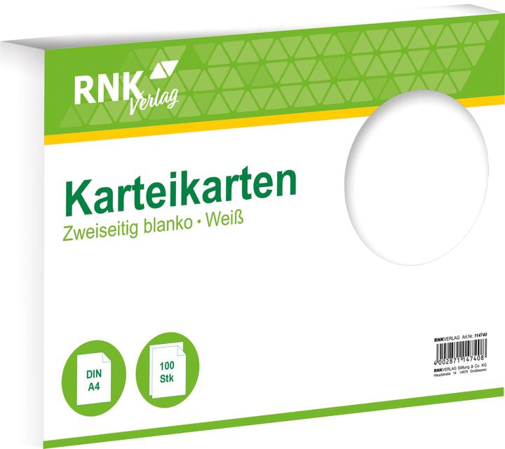 Produktbild Rnk Karteikarten blanko A4 (A4, 205 g/m², 100 x)