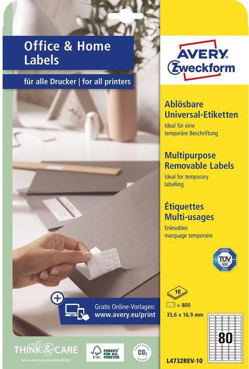 Actual product image Avery Labels, removable, home office, small pack