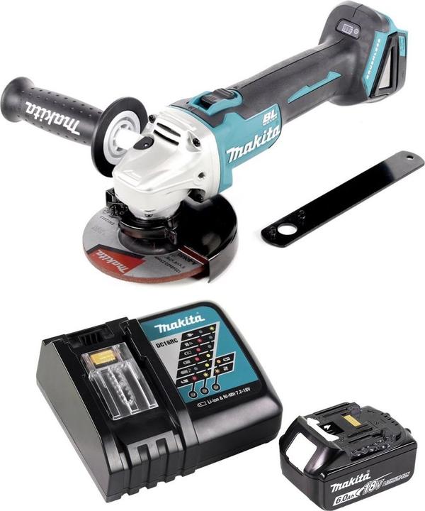 Immagine prodotto Makita DGA 506 RG1 Smerigliatrice angolare a batteria 18 V 125 mm Brushless + 1x batteria 6,0 Ah + (125 mm)
