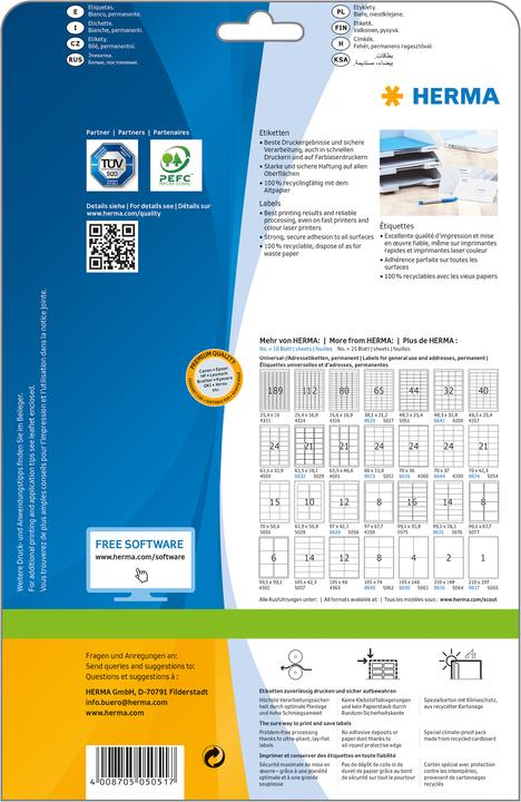 Image du produit Herma Étiquettes universelles A4