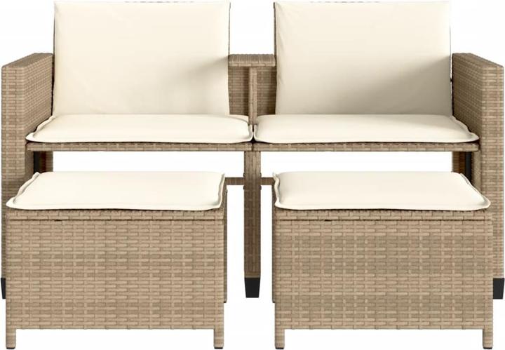 Image du produit VidaXL Canapé de jardin 2 places avec table et tabourets