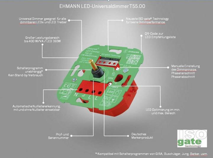 Actual product image Ehmann LED flush-mounted dimmer Professional