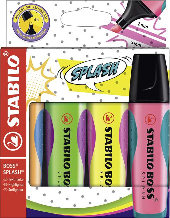 Immagine prodotto STABILO Evidenziatore BOSS SPLASH (Pink, Verde, Giallo, Arancia, 5 mm)