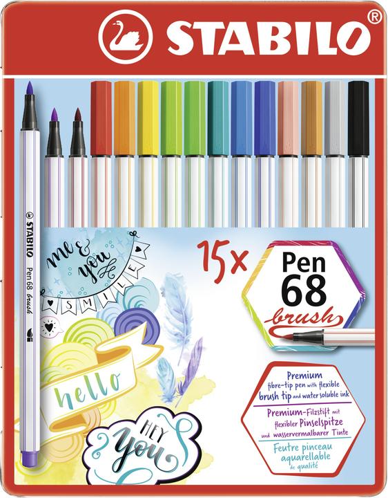 Produktbild STABILO Pen 68 brush Premium-Filzstift (Sortiert, 15 x)