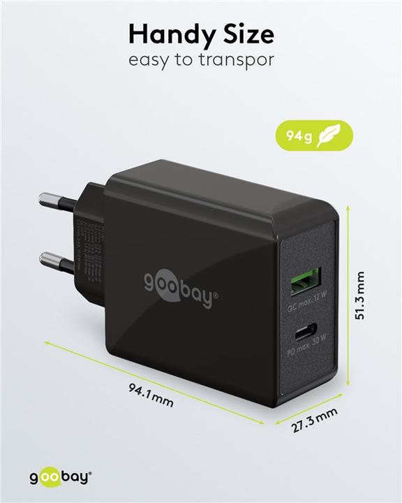 Actual product image Goobay Dual USB Quick Charger (30 W)