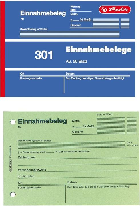Etichetta energetica Herlitz Libretto di moduli "Buono fiscale 301", DIN A6, 50 fogli (50 x)