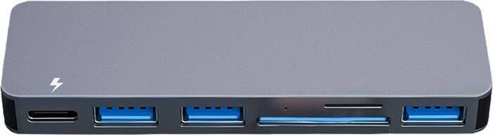 Produktbild RayCue Hub 6w2 2x USB-C do Thunderbolt 3 3x USB-A 3.0 5Gbps SD/TF 2.0 (szary) (USB-C, 6 Ports)