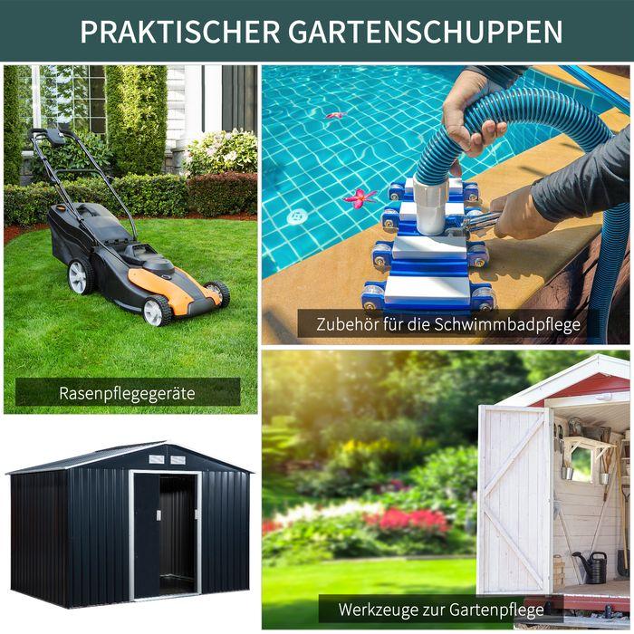 Actual product image Swisshandel24 Tool shed with foundation Garden shed Metal garden shed Charcoal grey 277 x 195 x 192 c