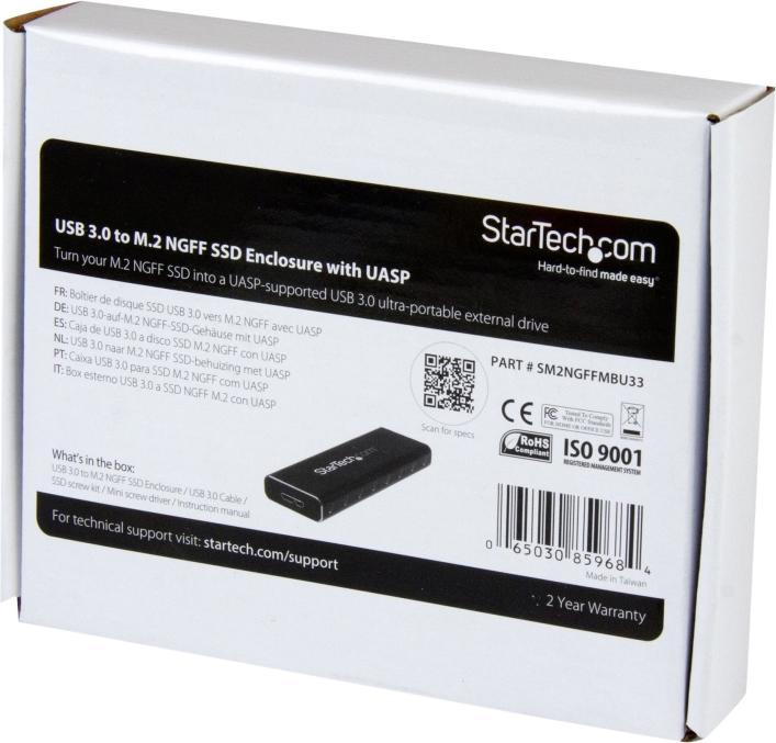 Immagine prodotto StarTech ENCLOSURE DA USB 3.0 A M.2 SSD (M.2 2230, M.2 2260, M.2 2242, M.2)