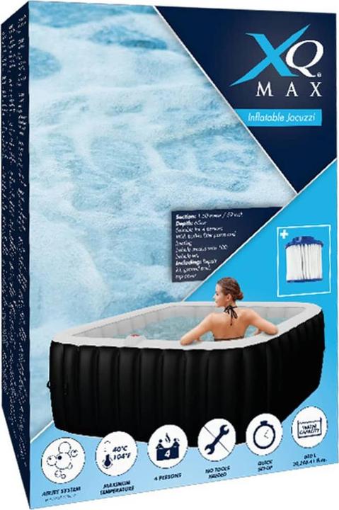 Produktbild XQ Max Outdoor-Whirlpool aufblasbarer Whirlpool 145 x 145 x 65 cm, Schwarz und Weiss (4 Pers.)