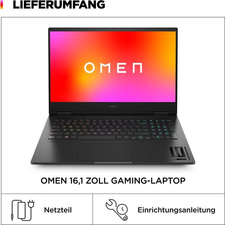 Immagine prodotto HP Omen 16-wf1175ng RTX 4060 (16.10", Intel Core i7-14700HX, 32 GB, 512 GB, DE)