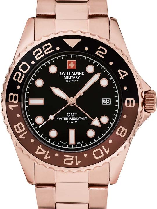 Actual product image Swiss Alpine Military 7052.1164 GMT Diver 42mm 10ATM (Analogue wristwatch, 42 mm)