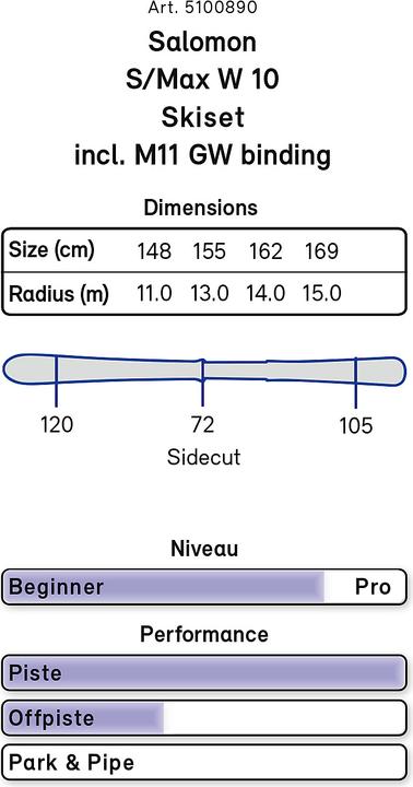 Produktbild Salomon S/MAX 10 Damen Ski Set 20/21 (148 cm, Mit Bindung)
