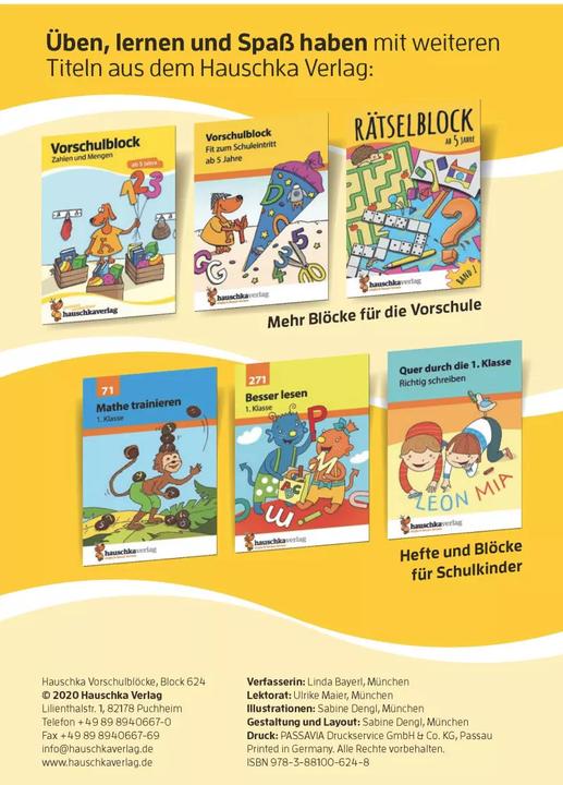 Produktbild Vorschulblock - Logisches Denken, rätseln und knobeln ab 5 Jahre (Deutsch, Sabine Dengl, Linda Bayerl, 2023)