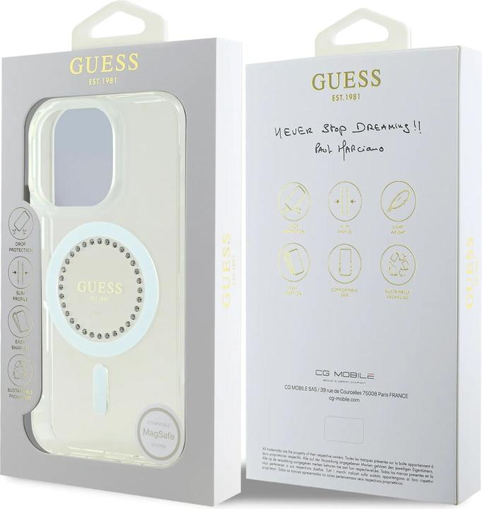 Actual product image Guess GUHMP16XPFTDTEH iPhone 16 Pro Max 6.9" biały/white hardcase IML Rhinestones MagSafe (Apple iPhone 16 Pro Max)