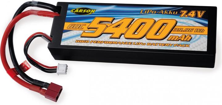 Produktbild Carson 7,4V/5400mAh 60C LiPO Race Akku T-Pl. HC (7.40 V, 5400 mAh)