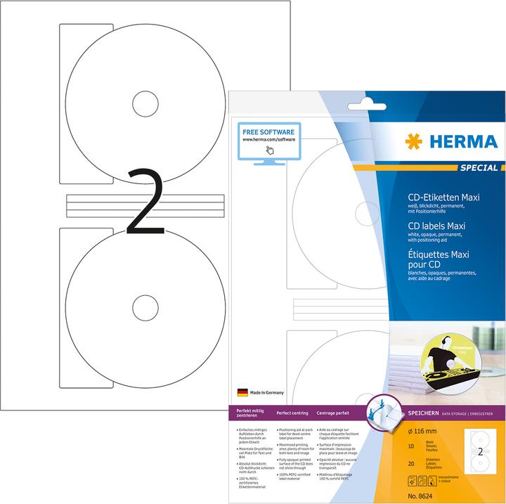 Produktbild HERMA CD Etiketten A4