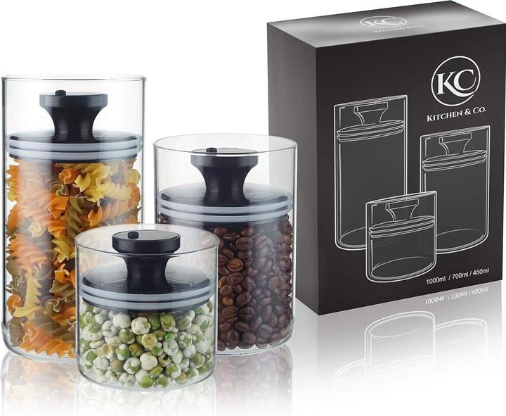 Actual product image Kitchen 3 teiliges Vakuum-Vorratsgläser-Set