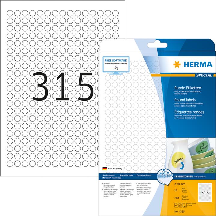 Actual product image HERMA A4 removable labels