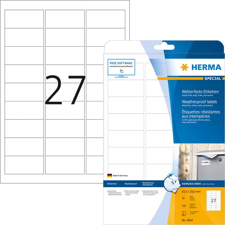 Produktbild HERMA Wetterfeste Inkjet Etiketten A4