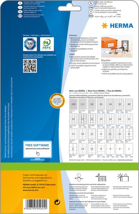 Produktbild HERMA Universal Etiketten A4