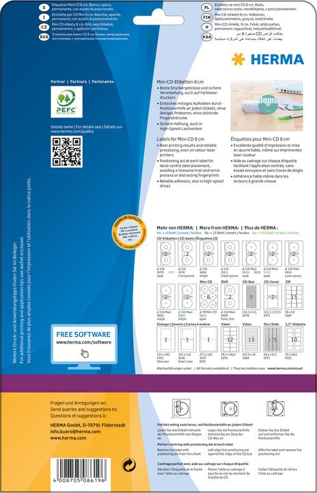 Actual product image HERMA Mini CD labels A4