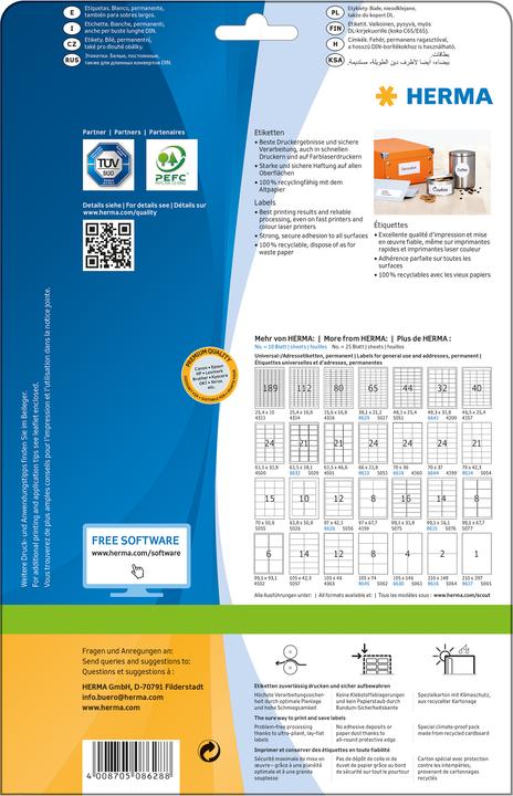Actual product image Herma Universal labels A4