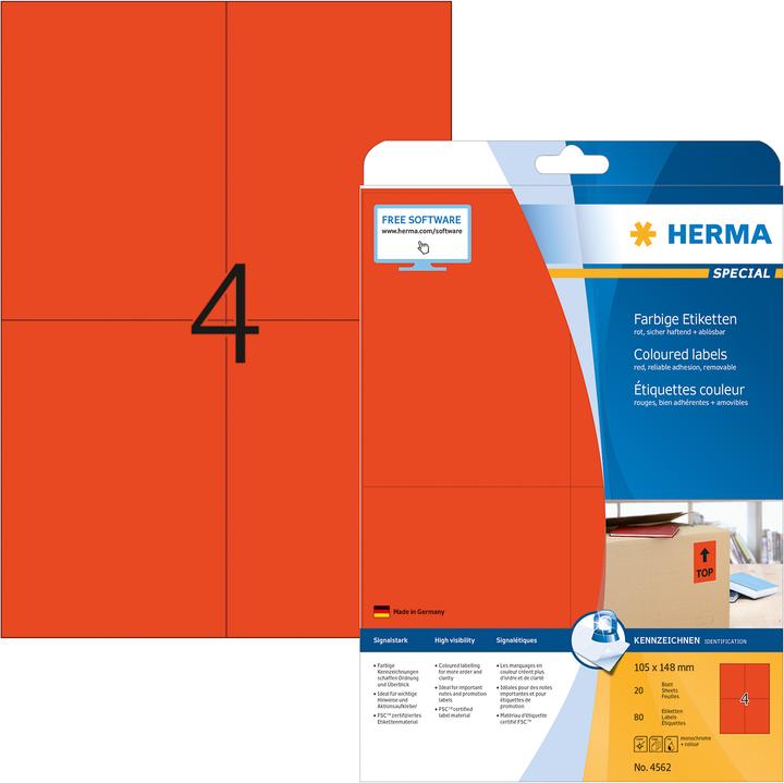 Actual product image HERMA Colour labels A4 removable